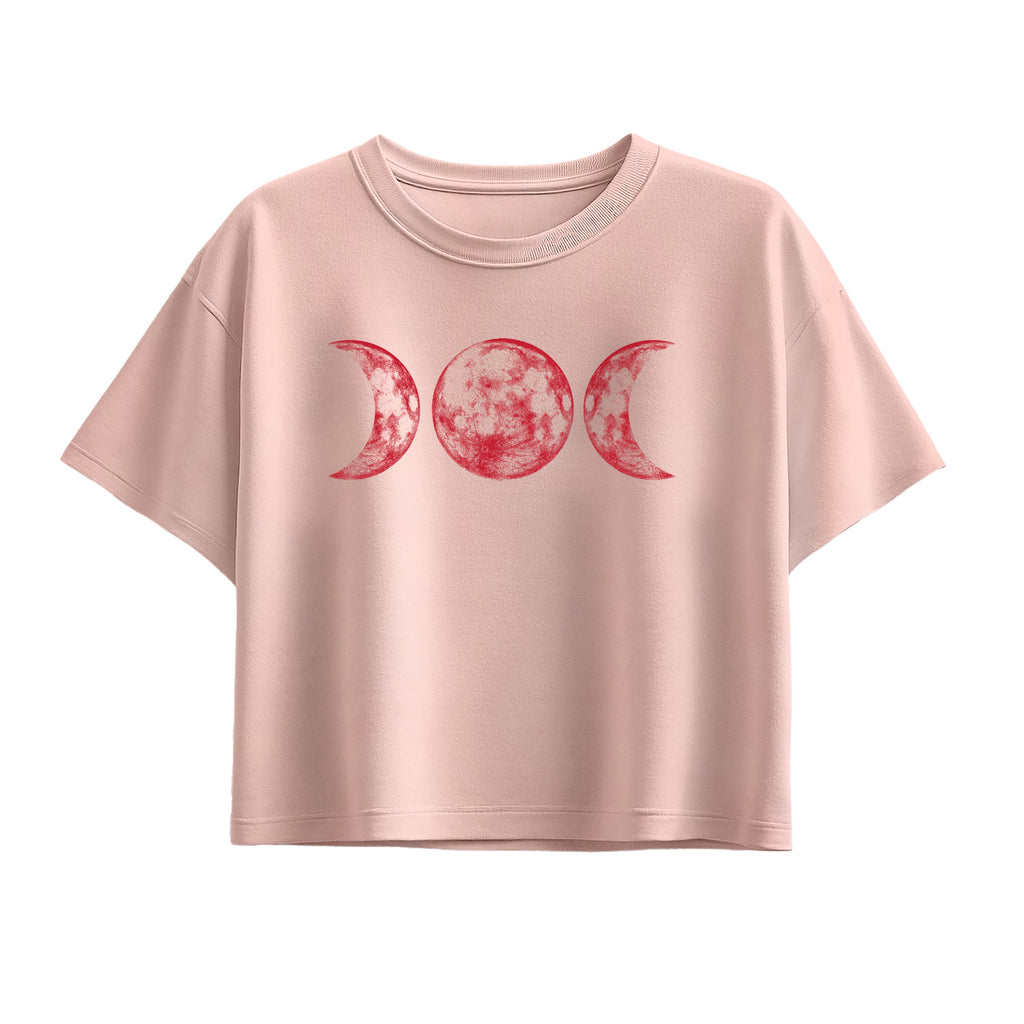 Instant Message - Scarlet Red Moon - Youth Girl Short Sleeve Boxy Tee