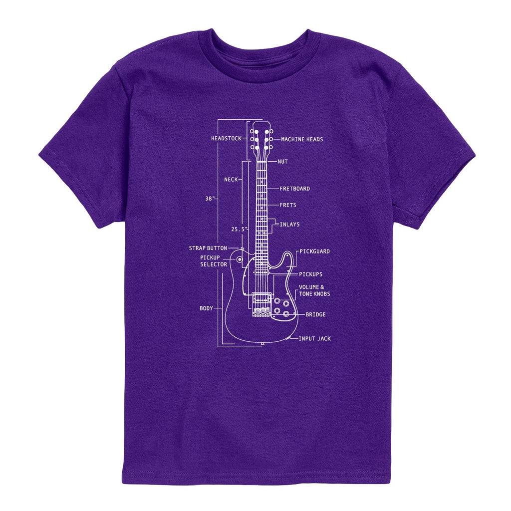 Instant Message - Guitar Diagram - Youth Short Sleeve Graphic T-shirt