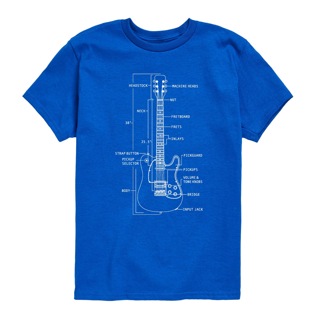 Instant Message - Guitar Diagram - Youth Short Sleeve Graphic T-shirt