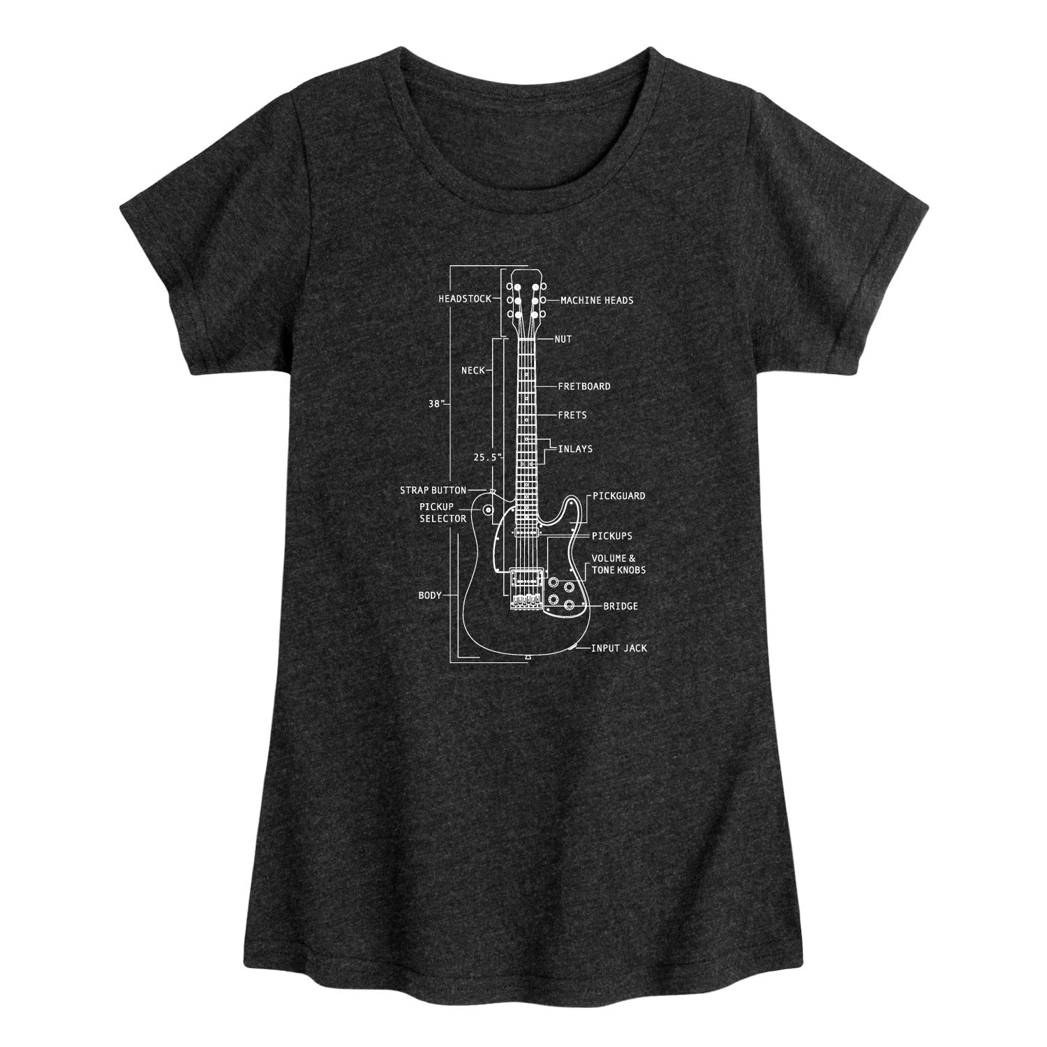Instant Message - Guitar Diagram - Youth Girls Short Sleeve T-shirt