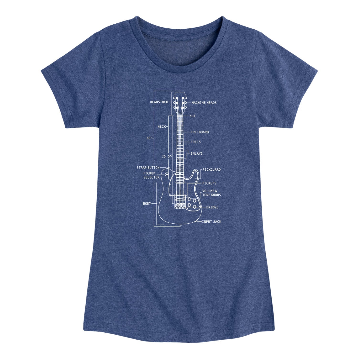 Instant Message - Guitar Diagram - Youth Girls Short Sleeve T-shirt