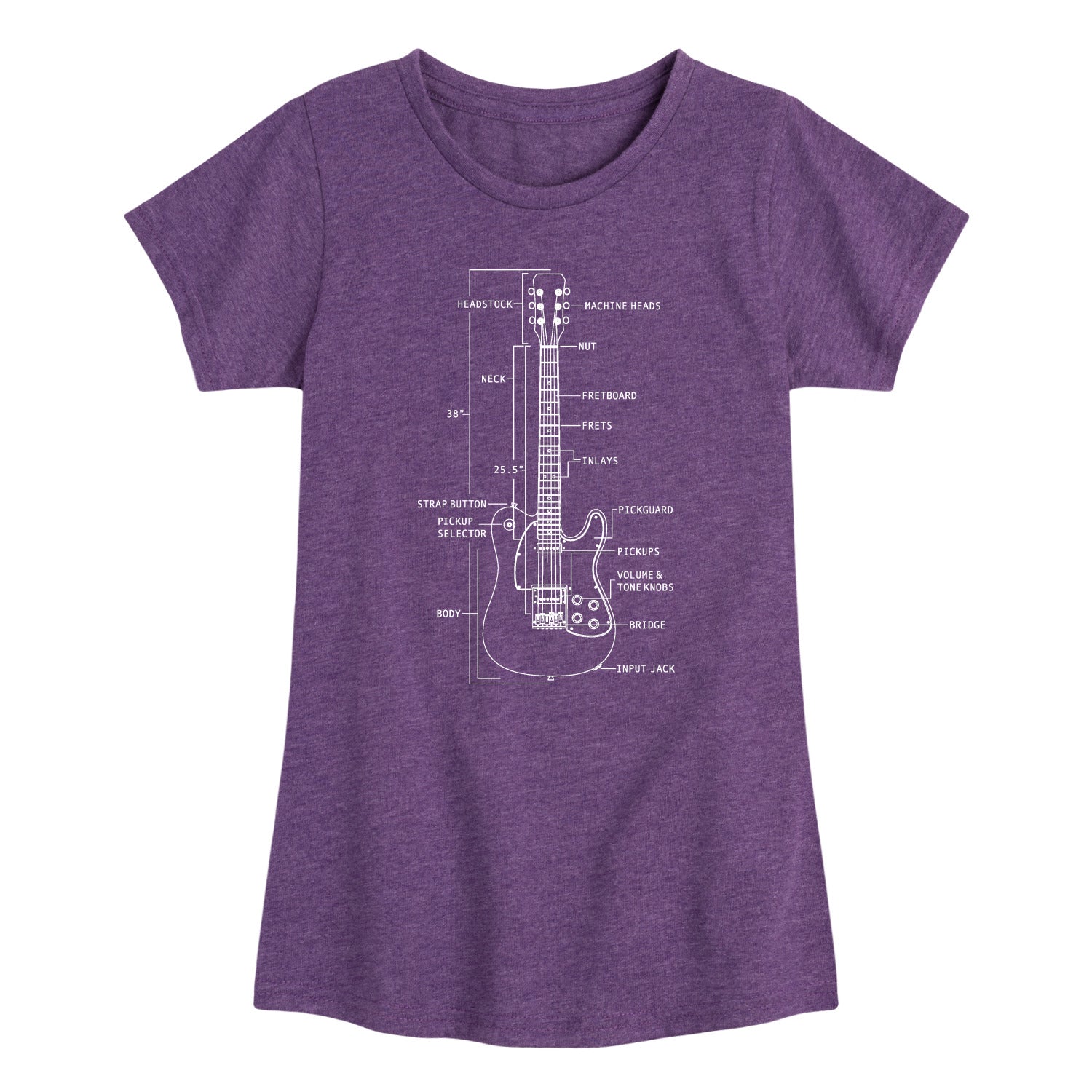 Instant Message - Guitar Diagram - Youth Girls Short Sleeve T-shirt