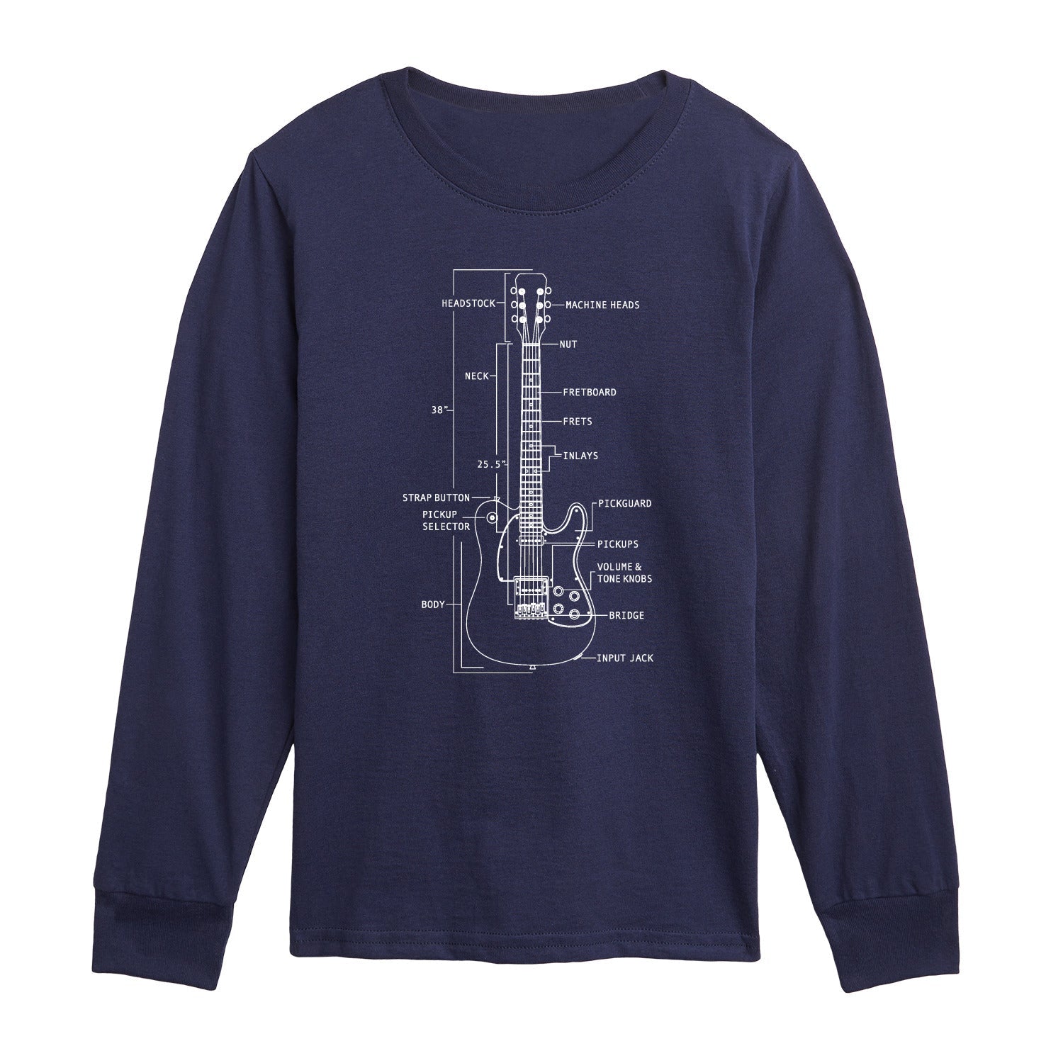 Instant Message - Guitar Diagram - Youth Long Sleeve Graphic T-shirt