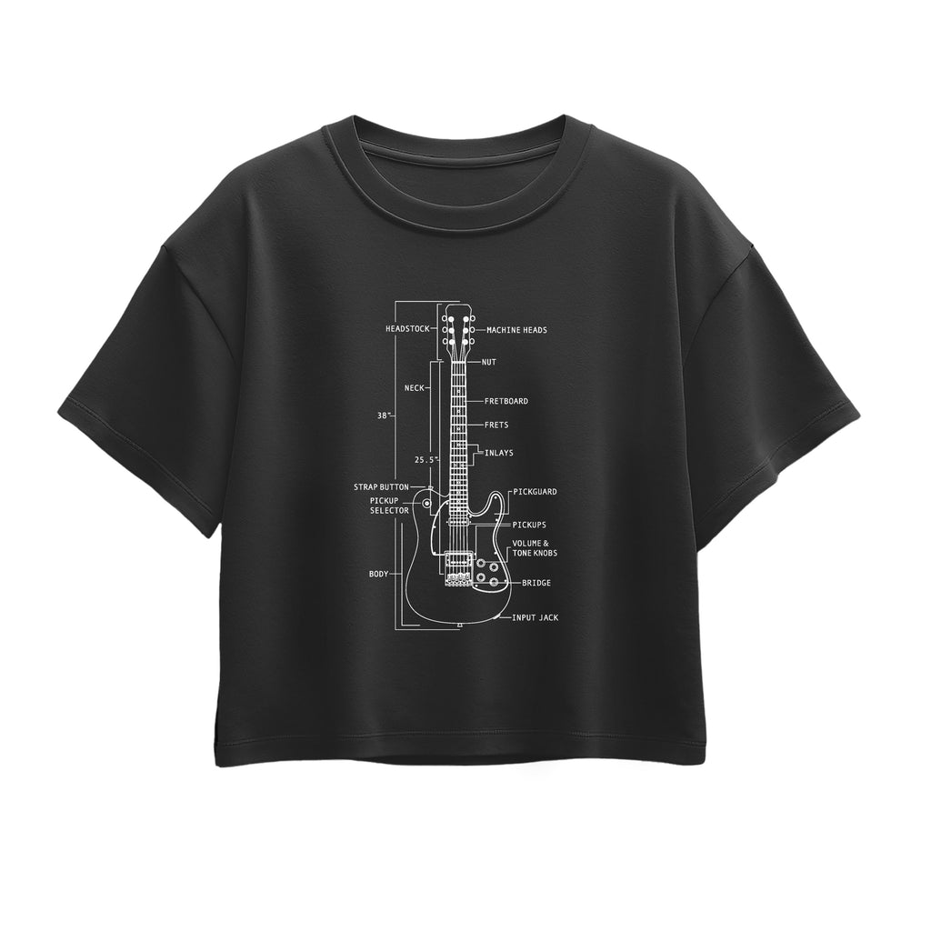 Instant Message - Guitar Diagram - Youth Girl Short Sleeve Boxy Tee