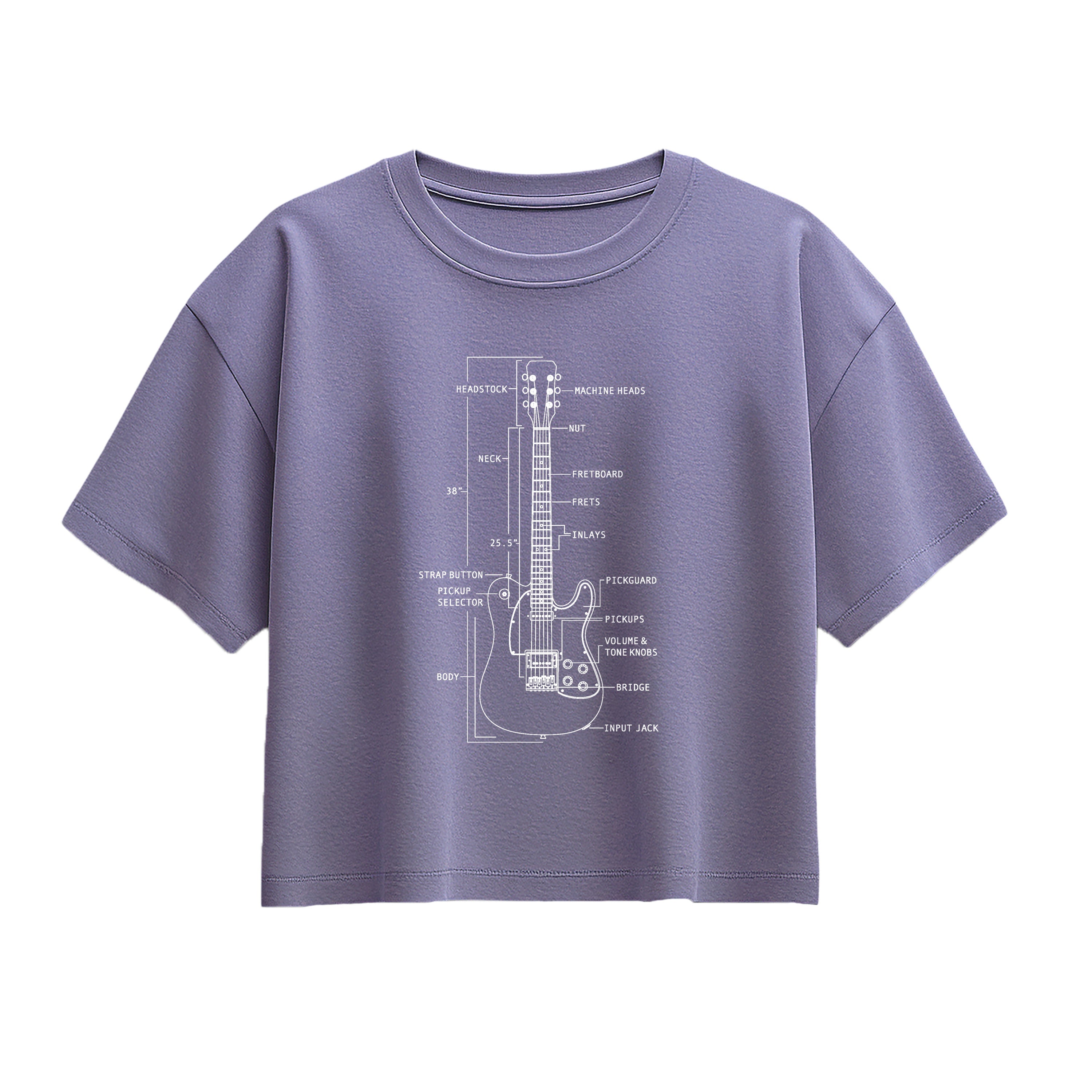 Instant Message - Guitar Diagram - Youth Girl Short Sleeve Boxy Tee