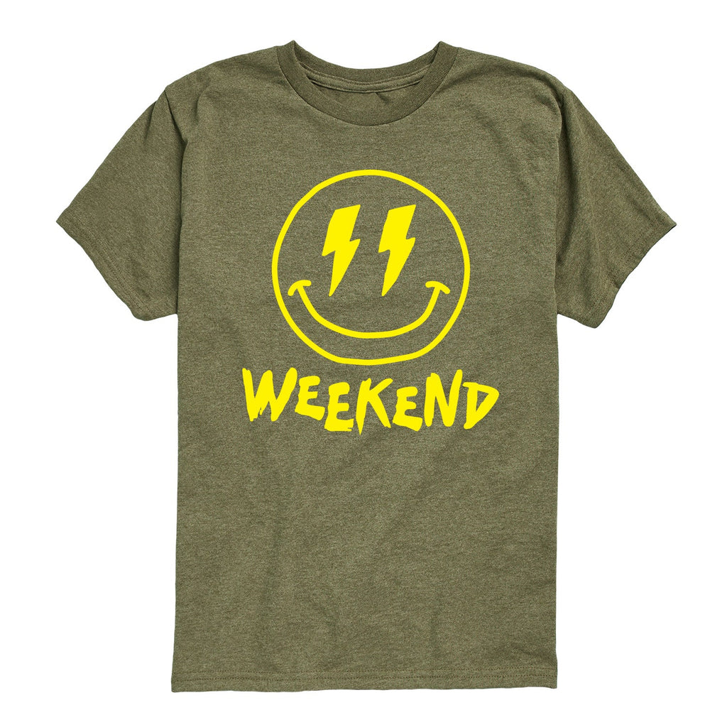 Instant Message - Weekend Smile Face - Youth Short Sleeve Graphic T-shirt