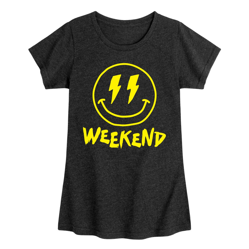 Instant Message - Weekend Smile Face - Youth Girls Short Sleeve T-shirt