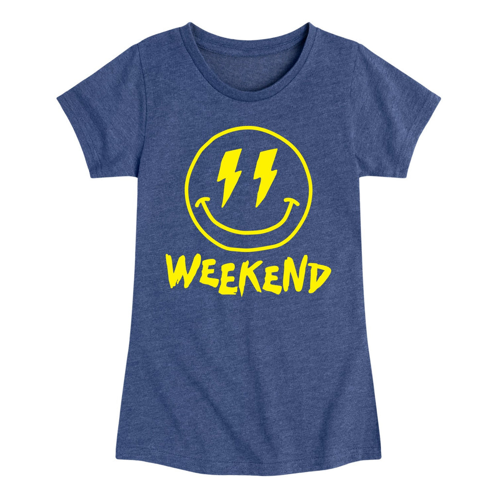 Instant Message - Weekend Smile Face - Youth Girls Short Sleeve T-shirt