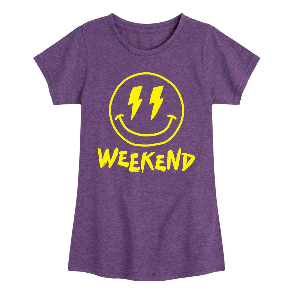 Instant Message - Weekend Smile Face - Youth Girls Short Sleeve T-shirt