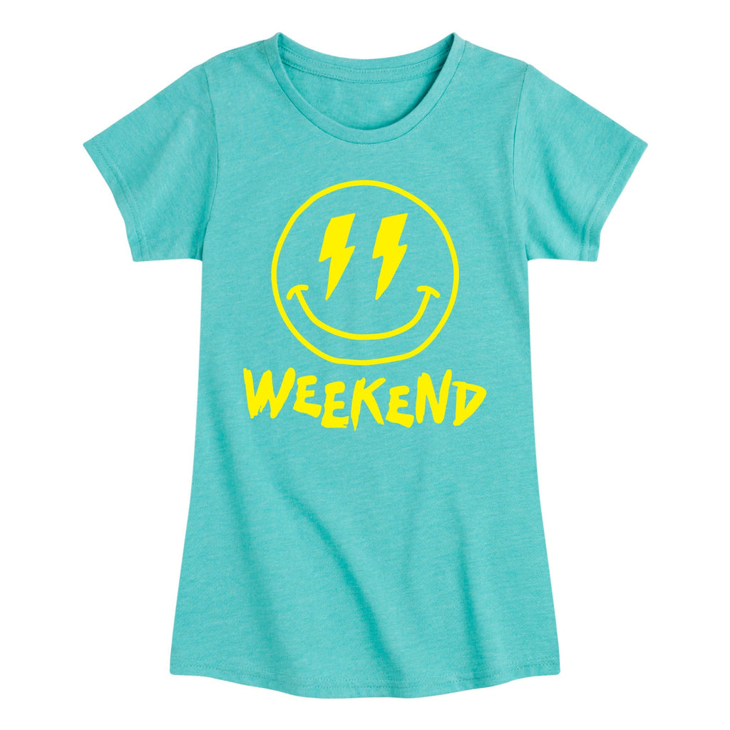 Instant Message - Weekend Smile Face - Youth Girls Short Sleeve T-shirt