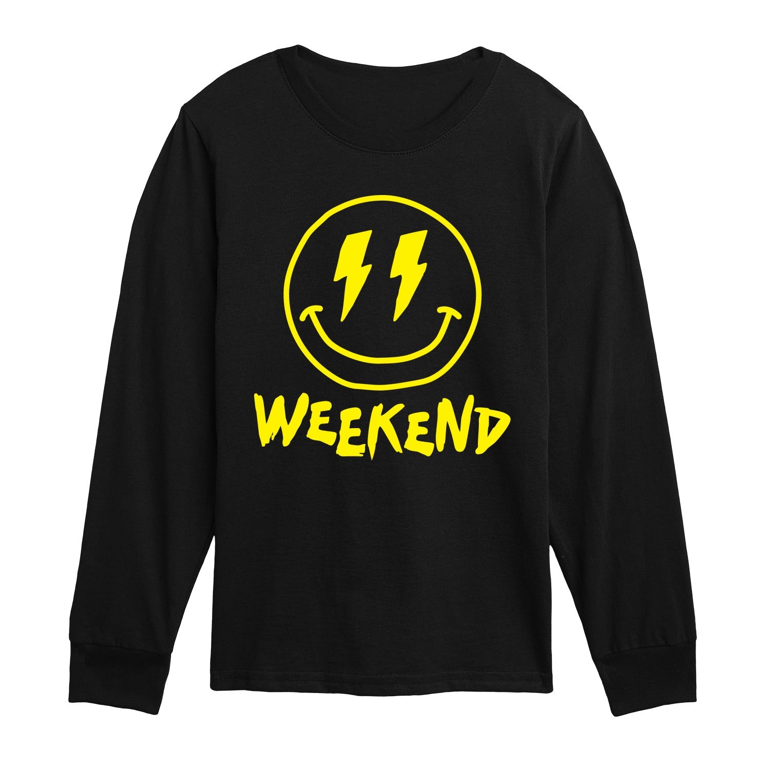 Instant Message - Weekend Smile Face - Youth Long Sleeve Graphic T-shirt