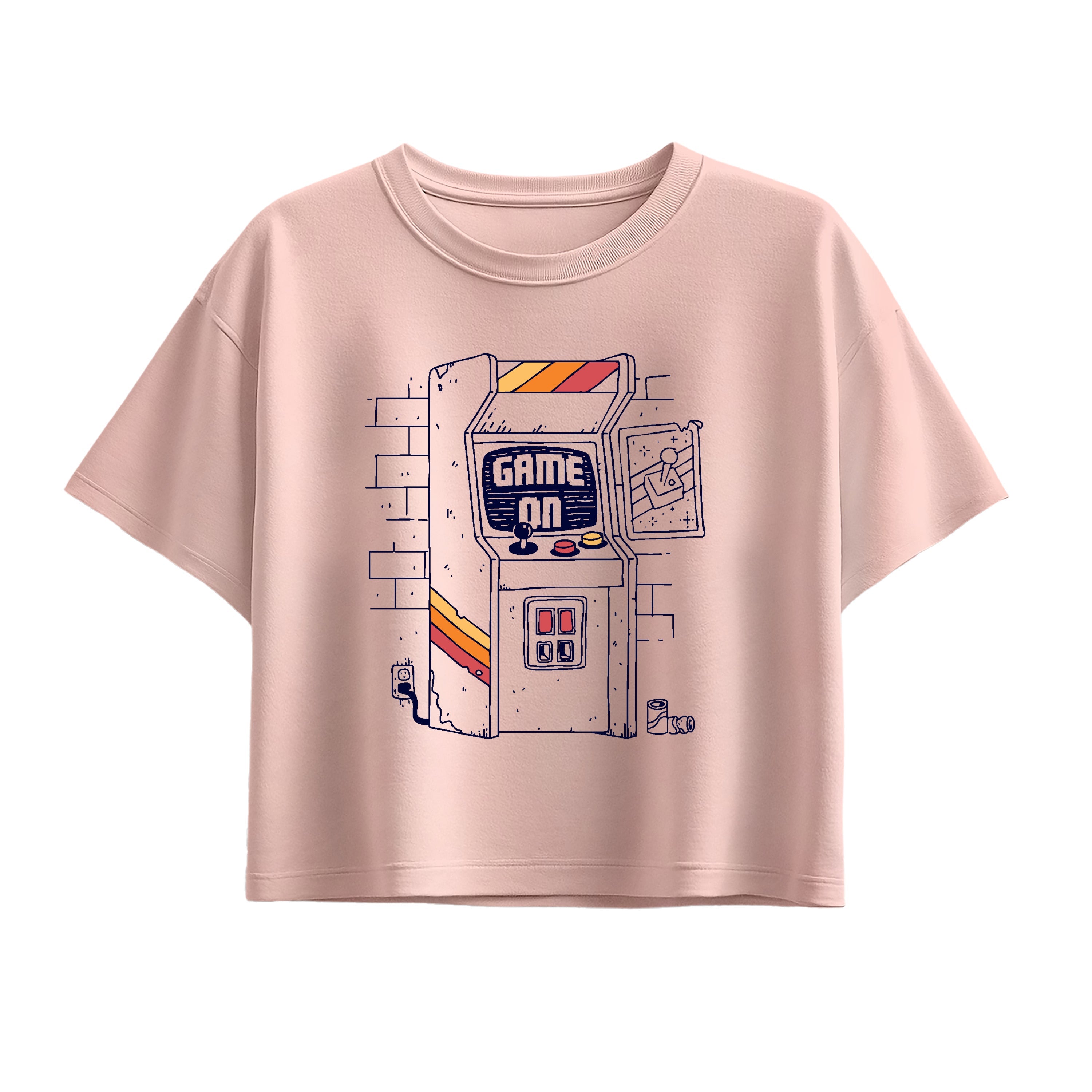 Instant Message - Arcade Scene - Youth Girl Short Sleeve Boxy Tee
