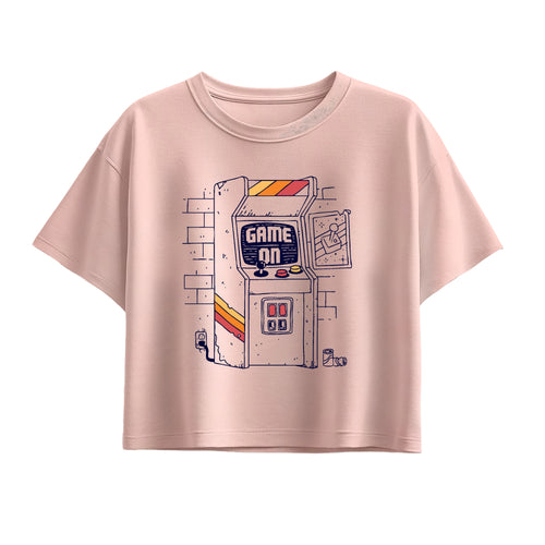 Instant Message - Arcade Scene - Youth Girl Short Sleeve Boxy Tee