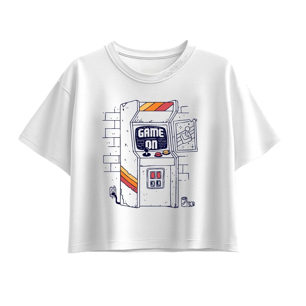 Instant Message - Arcade Scene - Youth Girl Short Sleeve Boxy Tee