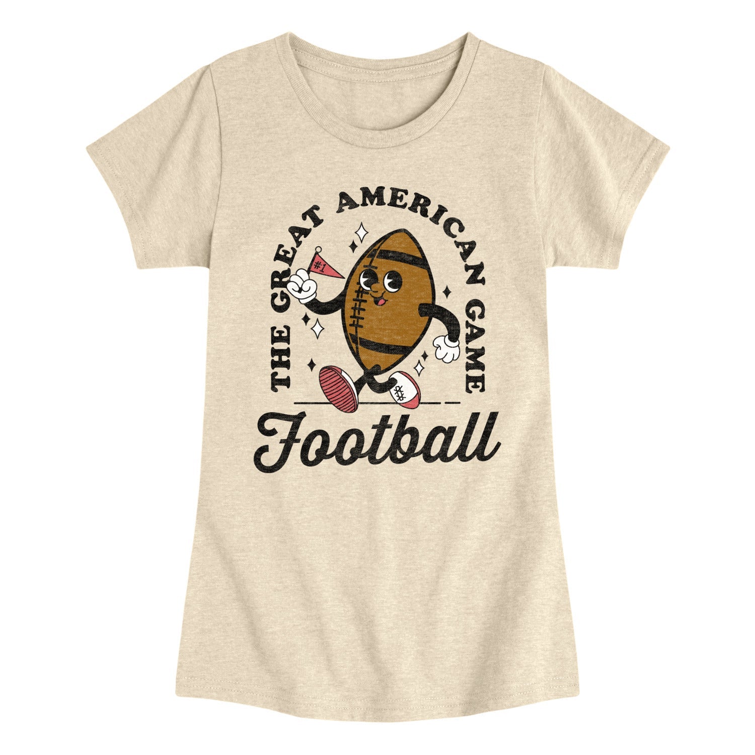 Instant Message - Vintage Football Mascot - Youth Girls Short Sleeve T-shirt