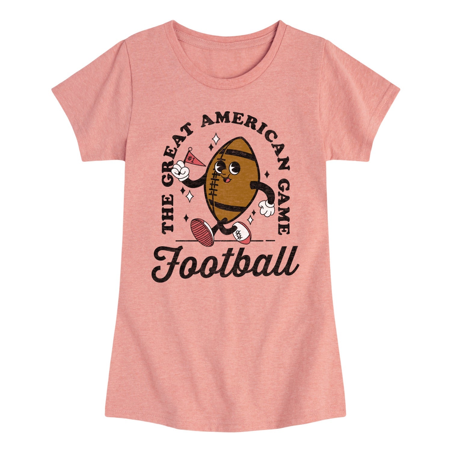 Instant Message - Vintage Football Mascot - Youth Girls Short Sleeve T-shirt