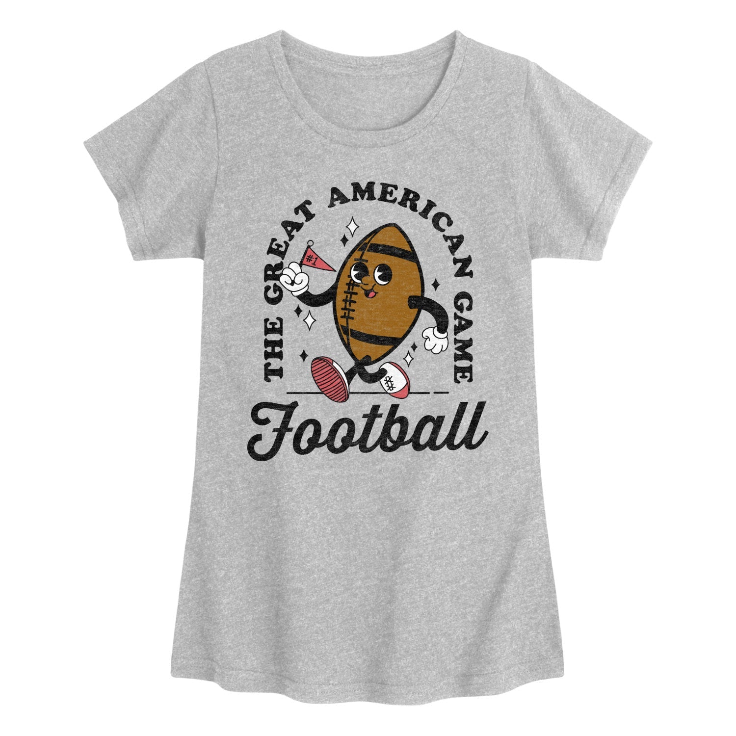 Instant Message - Vintage Football Mascot - Youth Girls Short Sleeve T-shirt