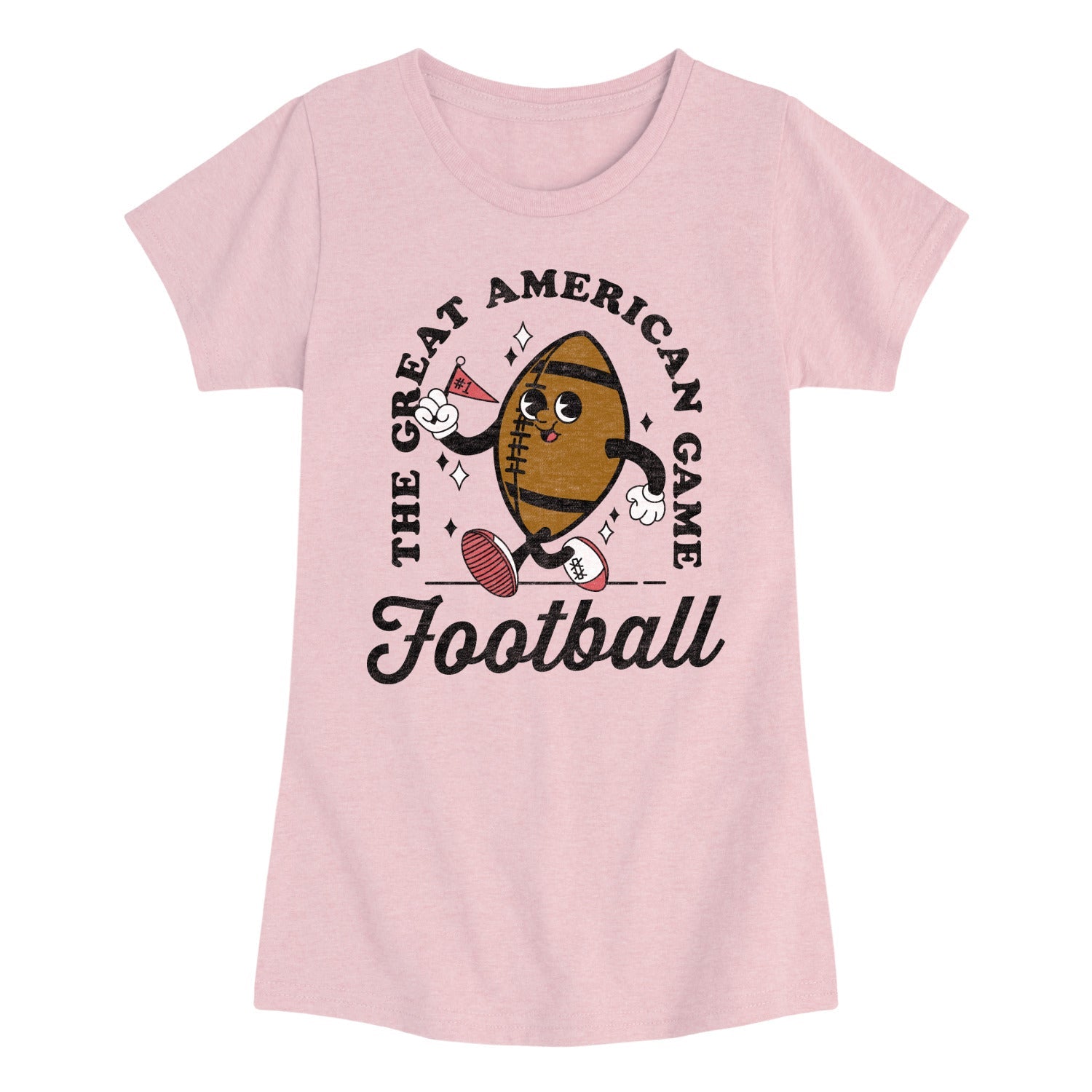 Instant Message - Vintage Football Mascot - Youth Girls Short Sleeve T-shirt
