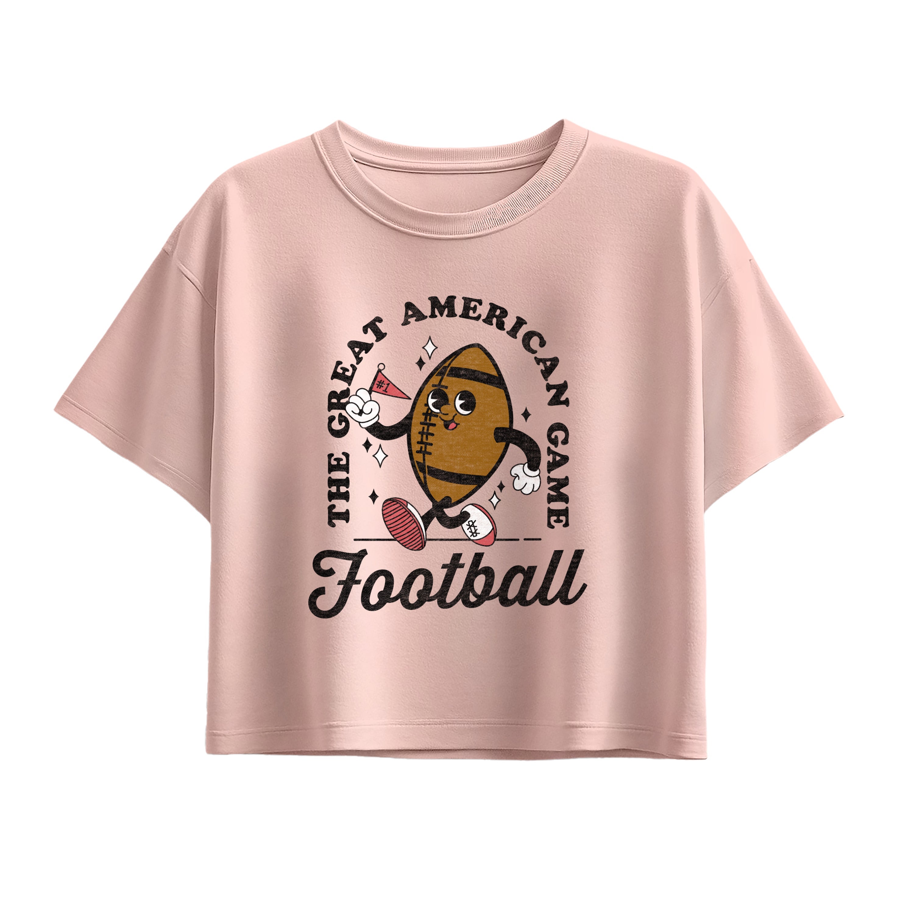 Instant Message - Vintage Football Mascot - Youth Girl Short Sleeve Boxy Tee