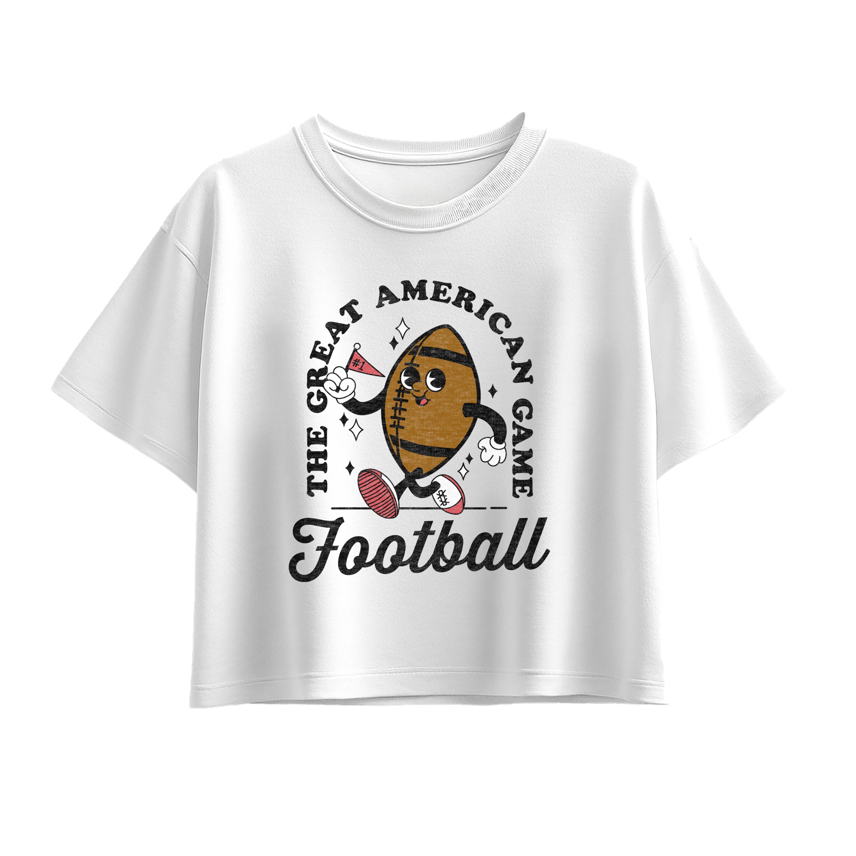 Instant Message - Vintage Football Mascot - Youth Girl Short Sleeve Boxy Tee