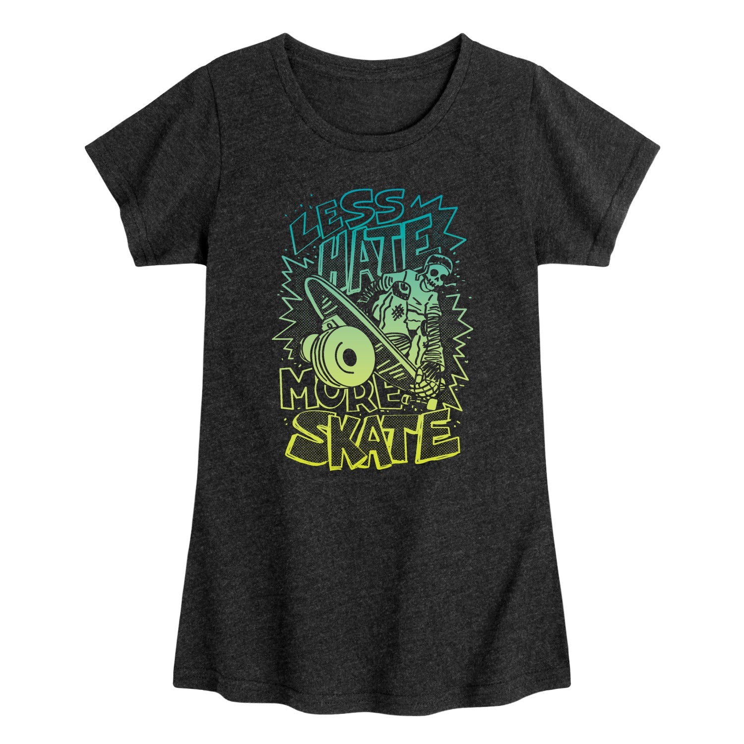 Instant Message - Less Hate More Skate - Youth Girls Short Sleeve T-shirt