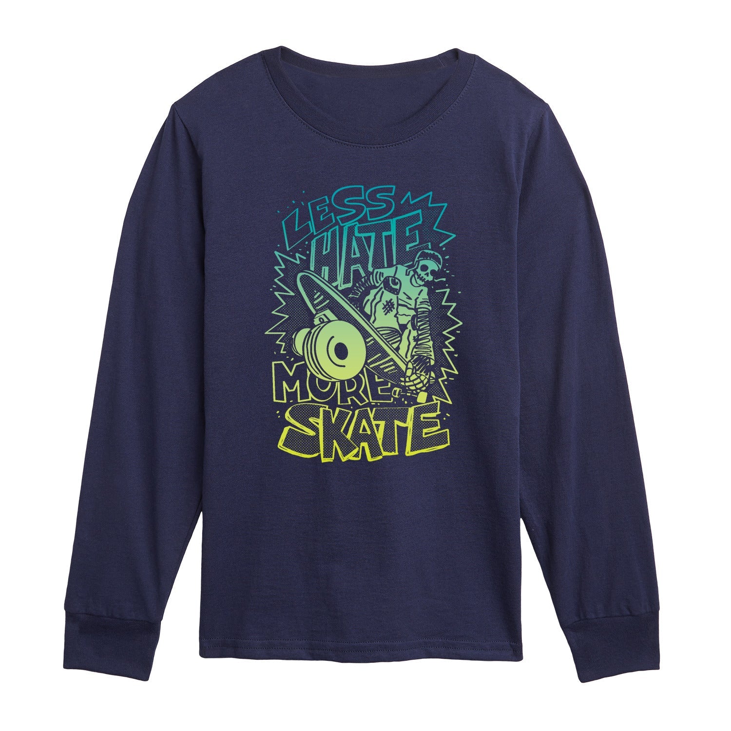 Instant Message - Less Hate More Skate - Youth Long Sleeve Graphic T-shirt