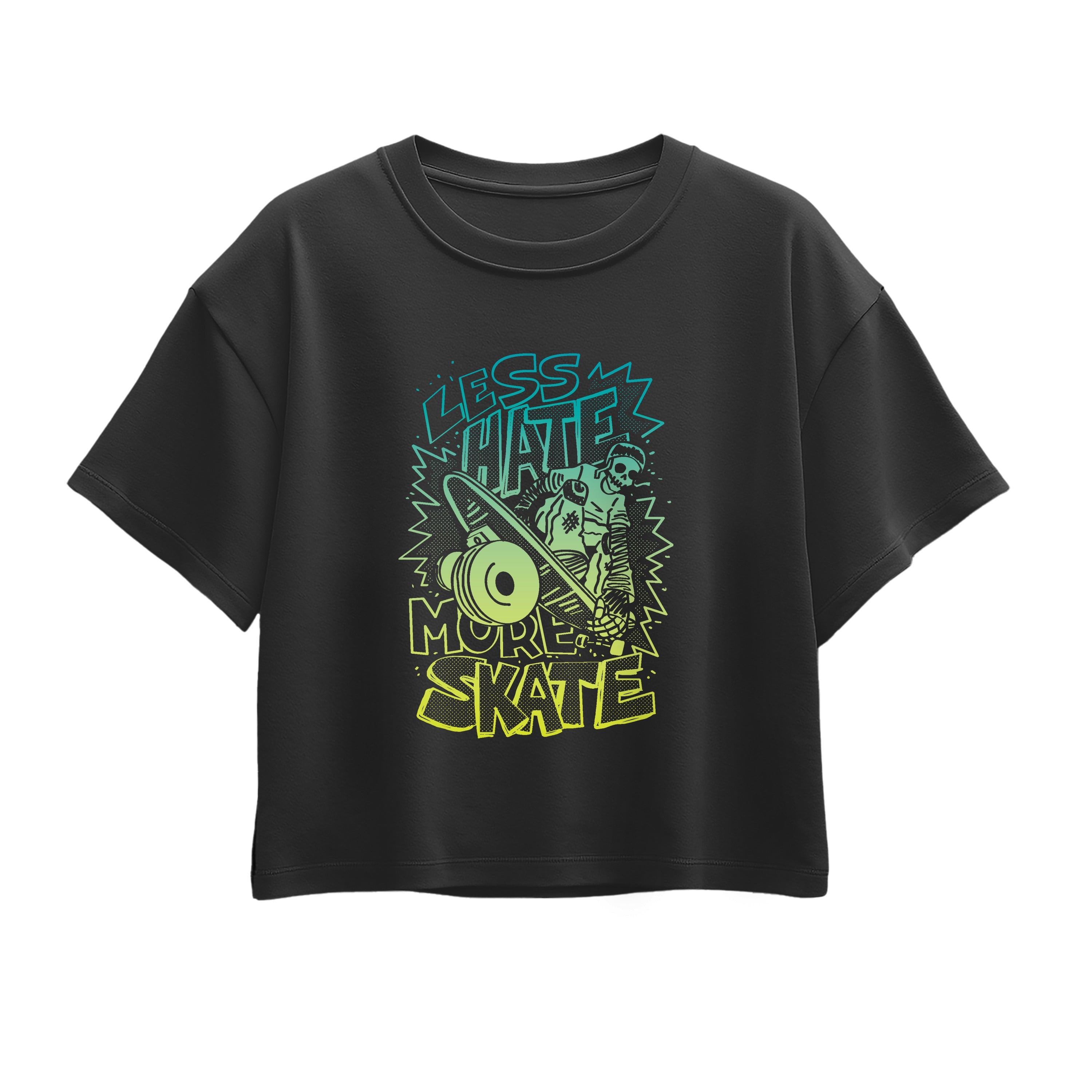 Instant Message - Less Hate More Skate - Youth Girl Short Sleeve Boxy Tee