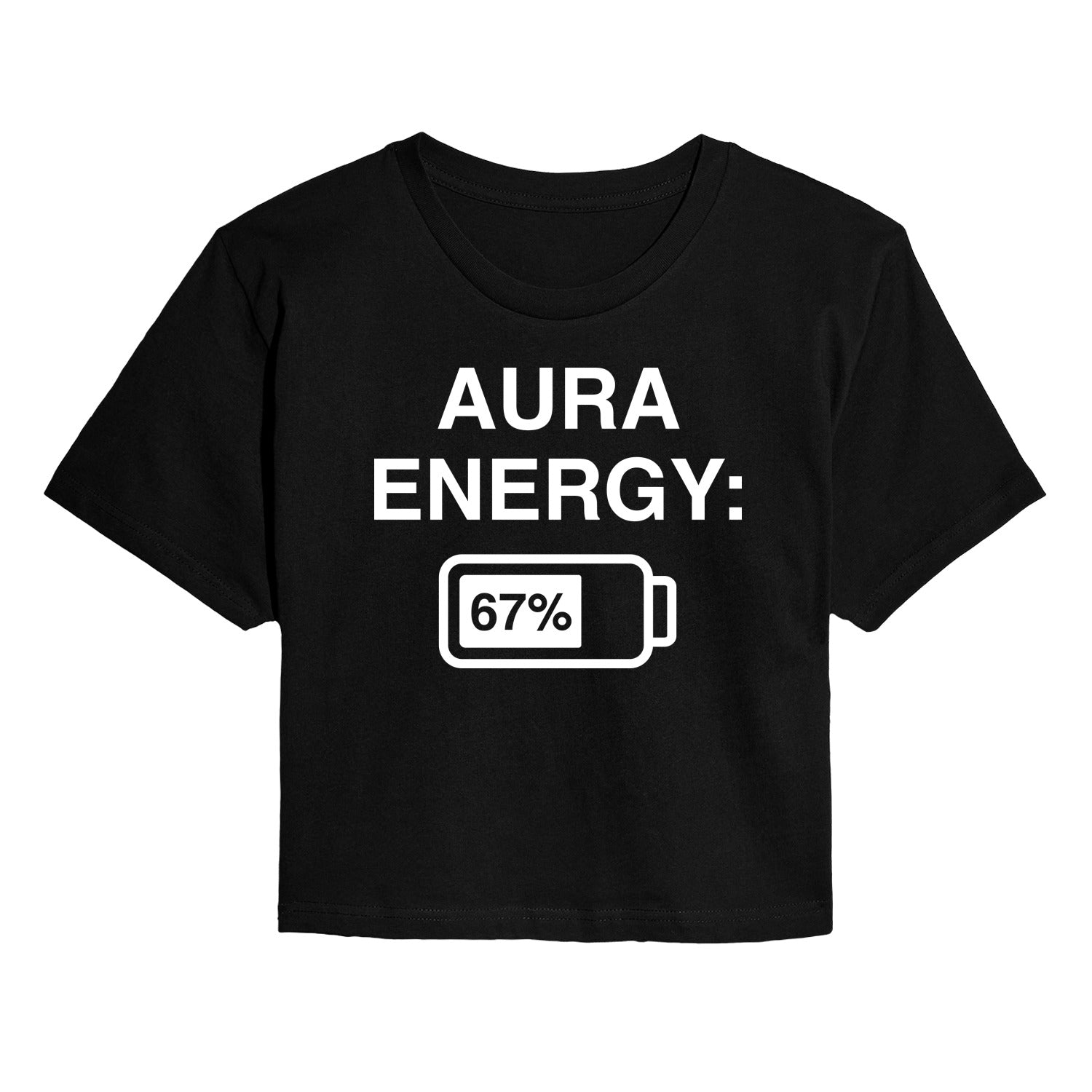 Instant Message - Aura Energy 67 - Juniors Cropped Short Sleeve Graphic T-Shirt