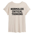 Instant Message - Normalize Critical Thinking - Juniors Oversized Graphic T-Shirt