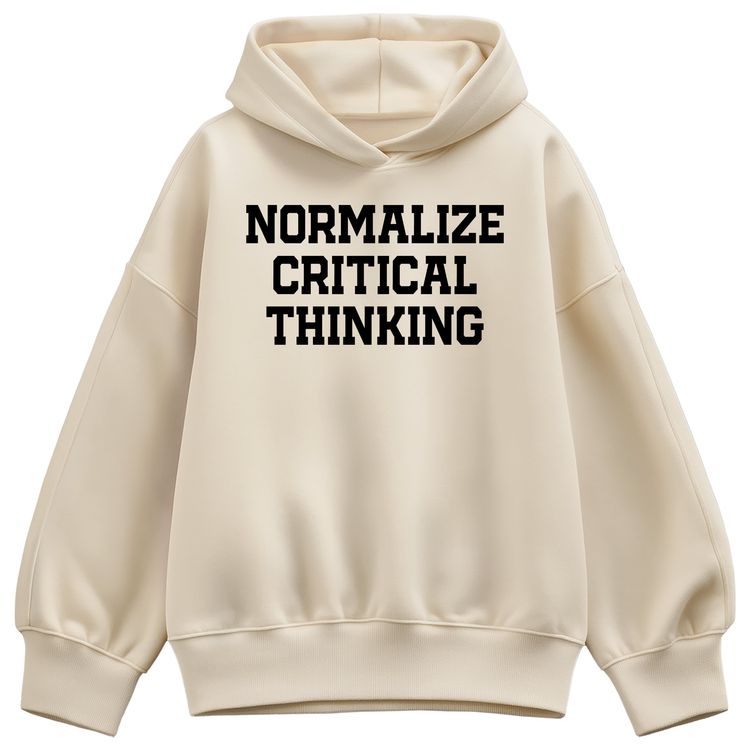 Instant Message - Normalize Critical Thinking - Women's Oversized Fleece Hoodie Sweatshirt
