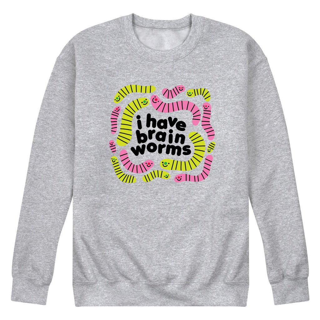 Instant Message - I Have Brain Worms - Men's Long Sleeve Crew Fleece Sweatshirt