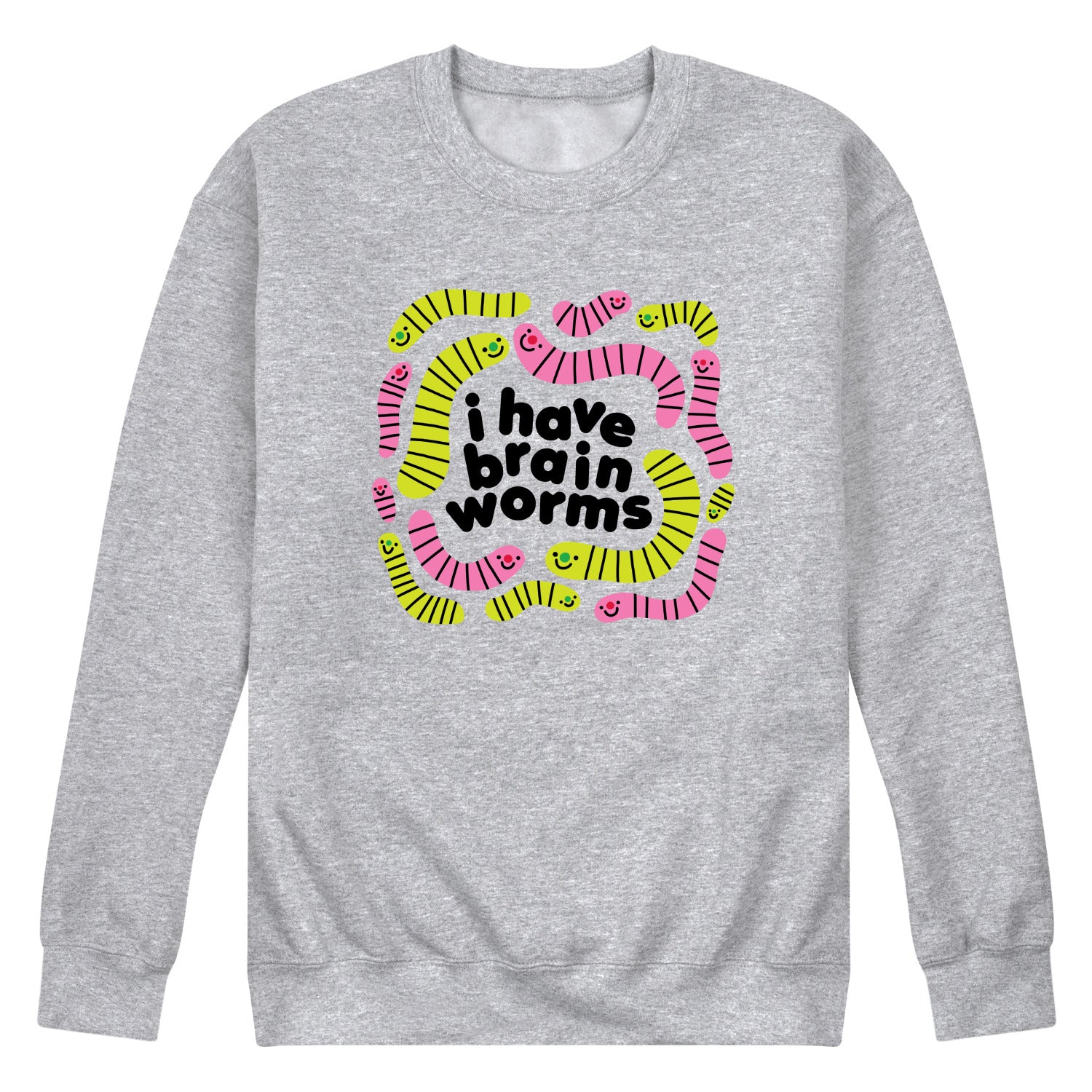 Instant Message - I Have Brain Worms - Men's Long Sleeve Crew Fleece Sweatshirt