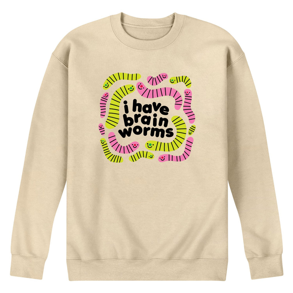Instant Message - I Have Brain Worms - Men's Long Sleeve Crew Fleece Sweatshirt