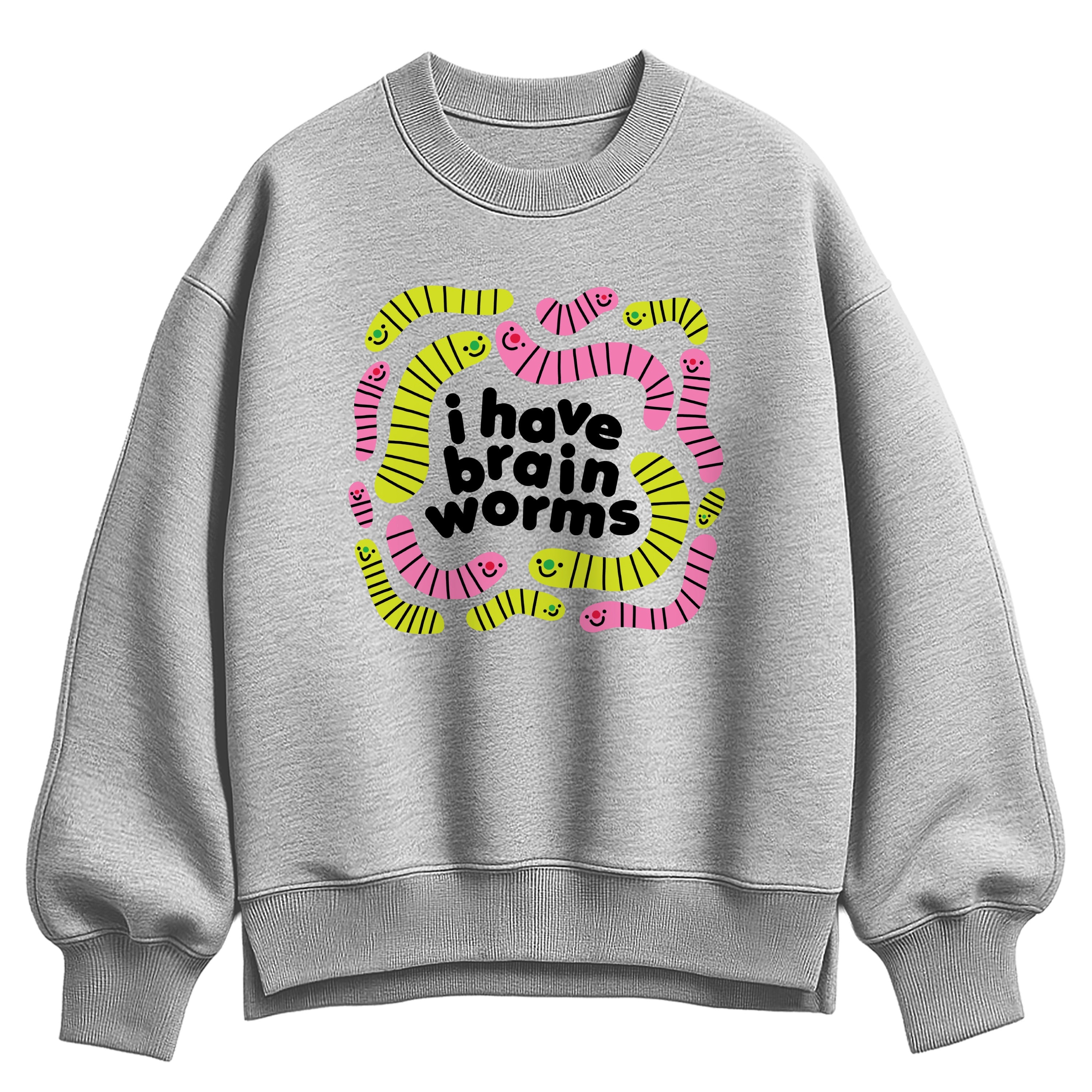 Instant Message - I Have Brain Worms - Women's Oversized Fleece Crew Sweatshirt