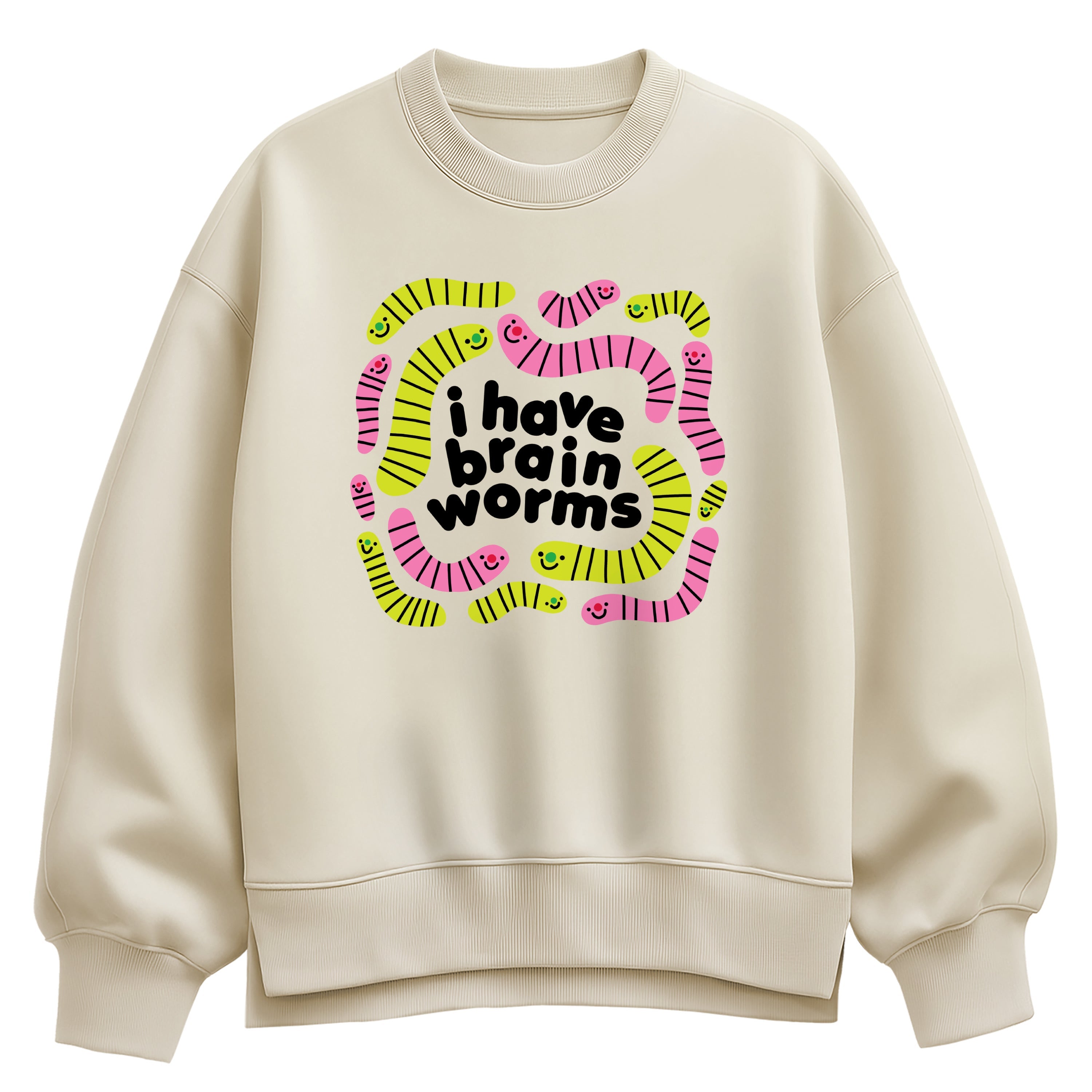 Instant Message - I Have Brain Worms - Women's Oversized Fleece Crew Sweatshirt