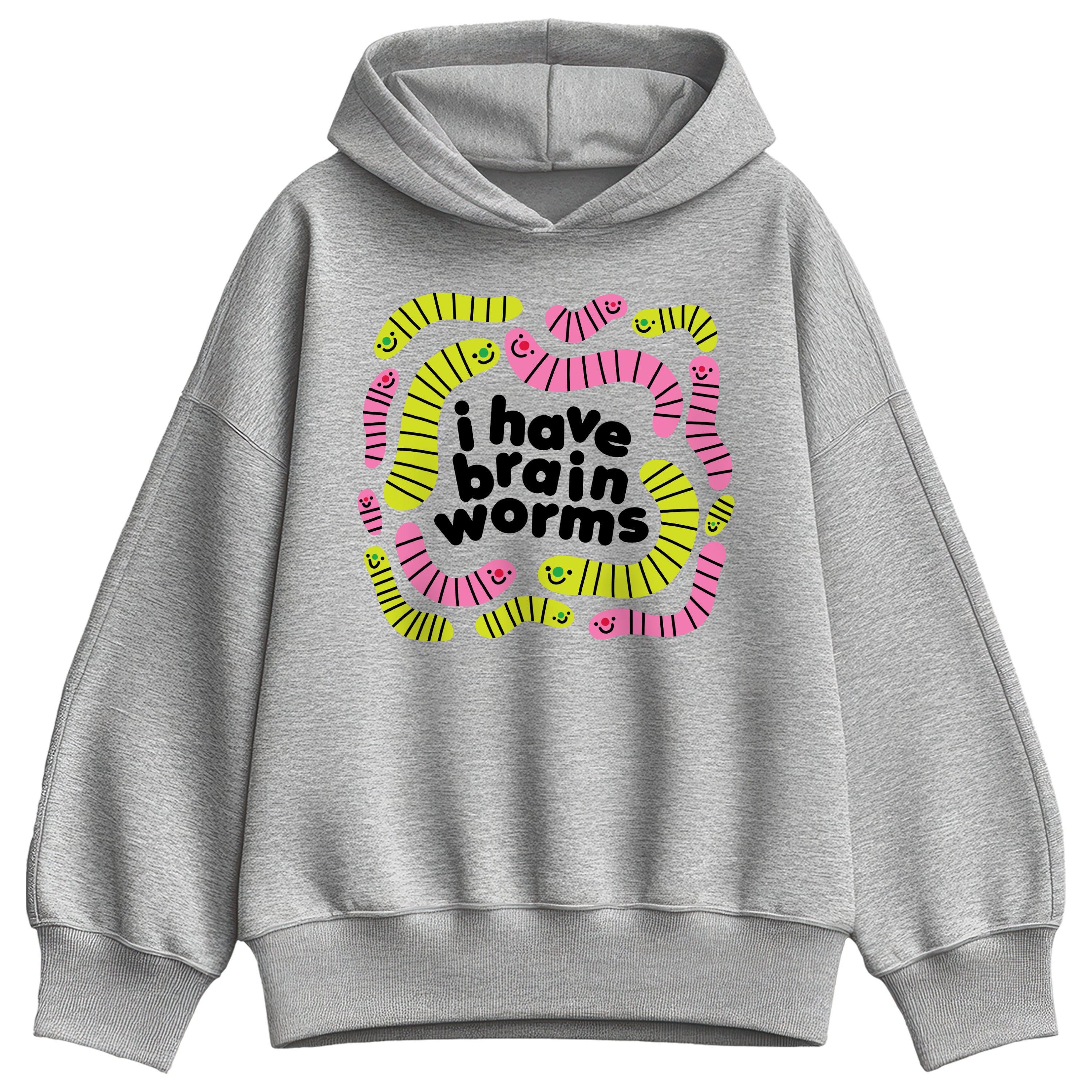 Instant Message - I Have Brain Worms - Women's Oversized Fleece Hoodie Sweatshirt