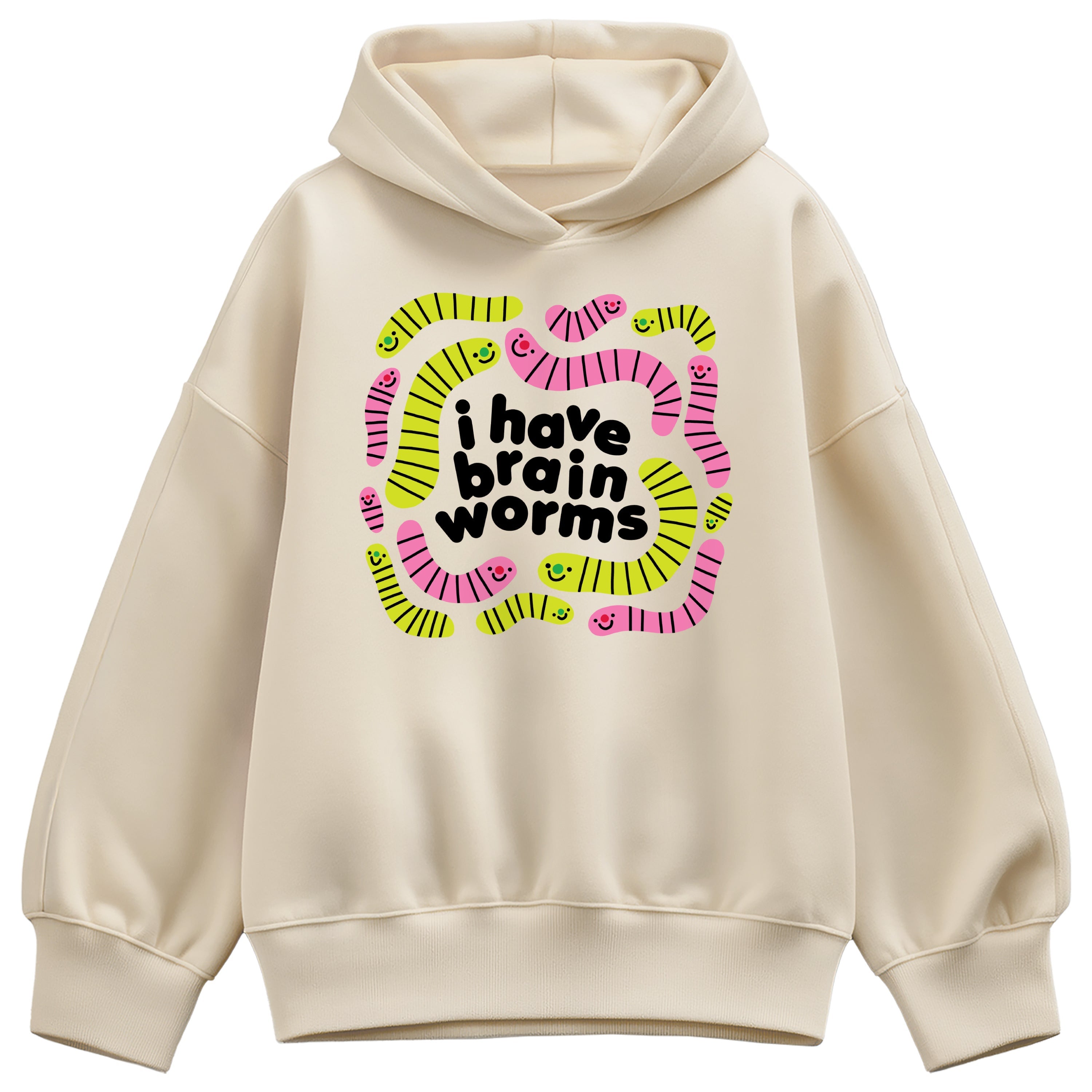 Instant Message - I Have Brain Worms - Women's Oversized Fleece Hoodie Sweatshirt