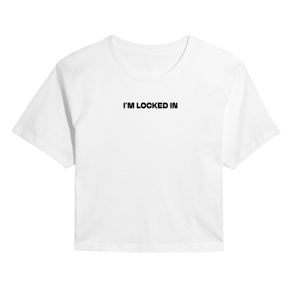 Instant Message - I'm Locked In - Juniors Cropped Short Sleeve Graphic T-Shirt