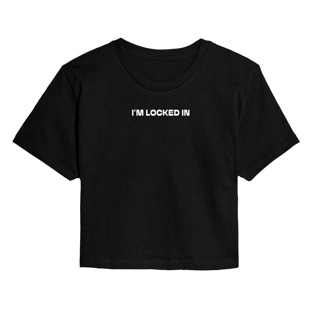 Instant Message - I'm Locked In - Juniors Cropped Short Sleeve Graphic T-Shirt