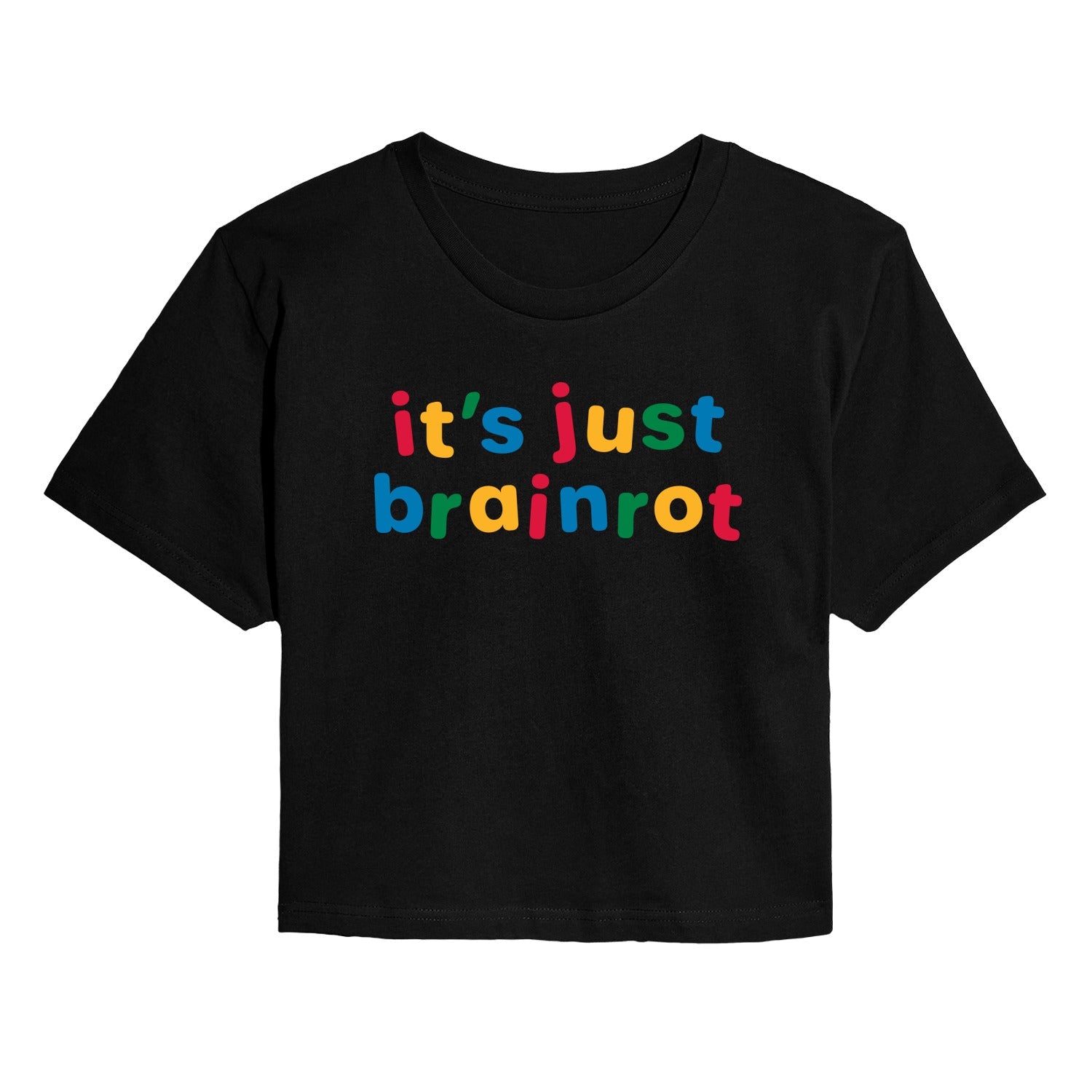 Instant Message - Just Brainrot - Juniors Cropped Short Sleeve Graphic T-Shirt