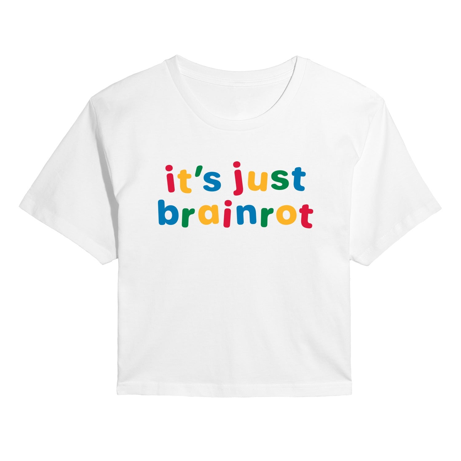 Instant Message - Just Brainrot - Juniors Cropped Short Sleeve Graphic T-Shirt