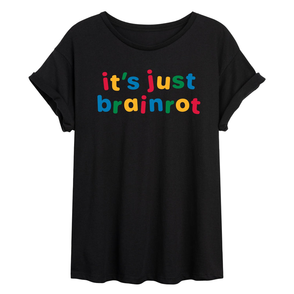 Instant Message - Just Brainrot - Juniors Oversized Graphic T-Shirt