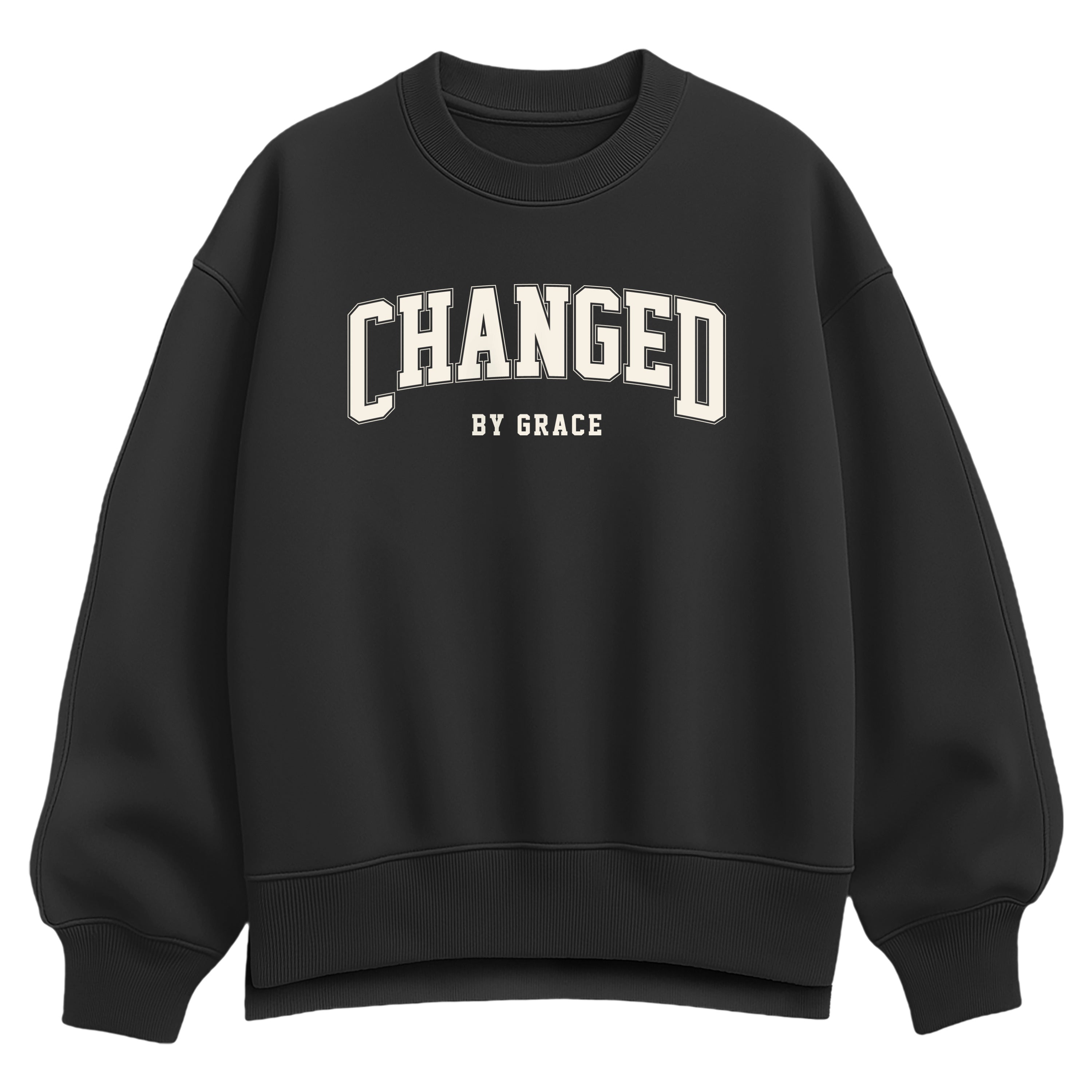Instant Message - Changed By Grace Collegiate - Ladies Oversized Fleece Crew Sweatshirt