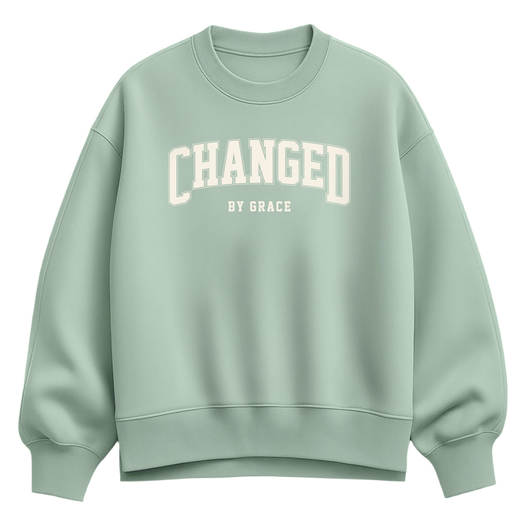 Instant Message - Changed By Grace Collegiate - Ladies Oversized Fleece Crew Sweatshirt