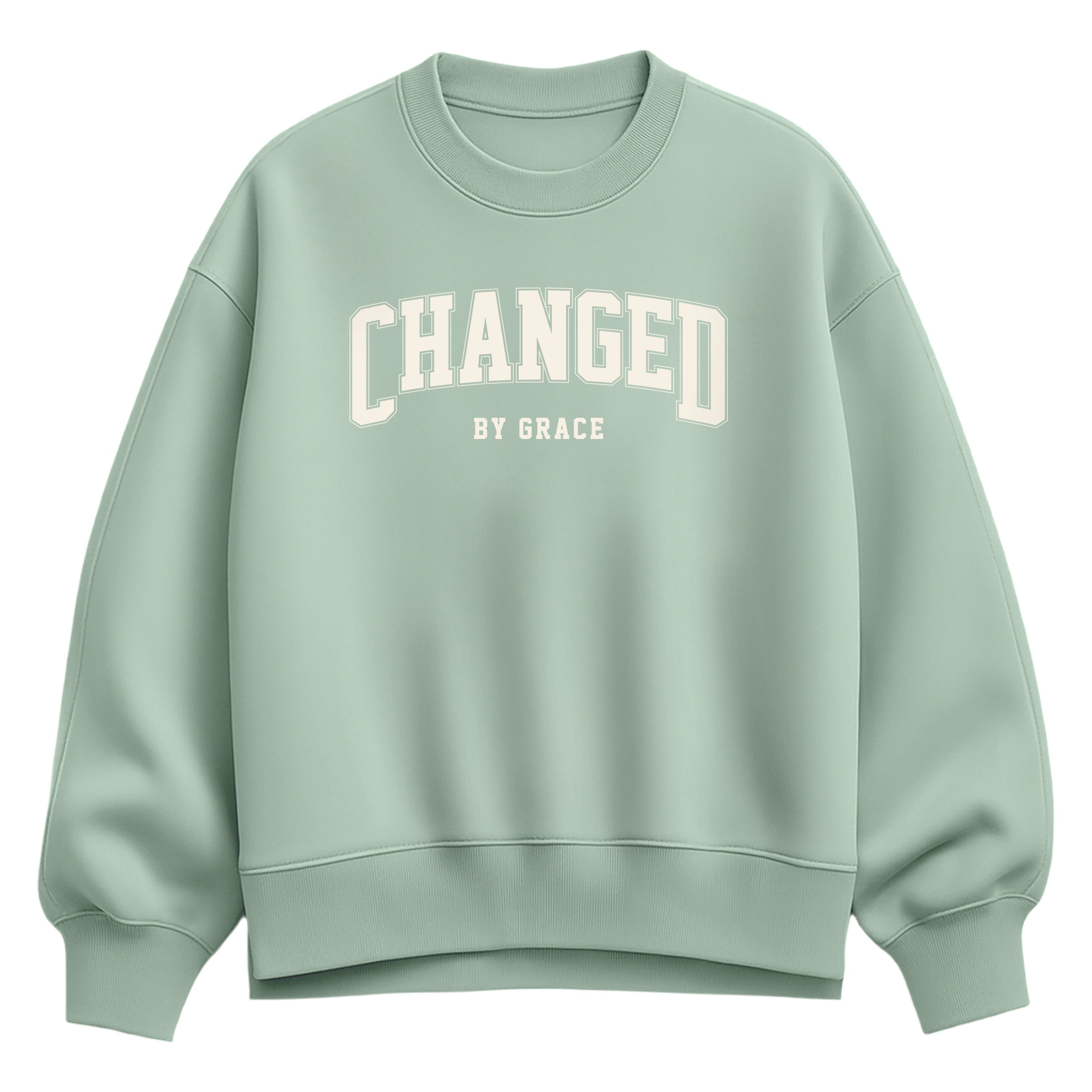 Instant Message - Changed By Grace Collegiate - Ladies Oversized Fleece Crew Sweatshirt