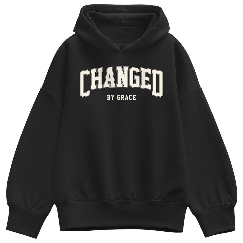 Instant Message - Changed By Grace Collegiate - Ladies Oversized Fleece Hoodie Sweatshirt