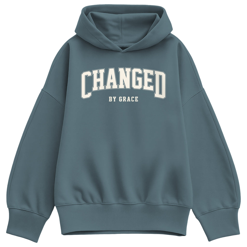 Instant Message - Changed By Grace Collegiate - Ladies Oversized Fleece Hoodie Sweatshirt