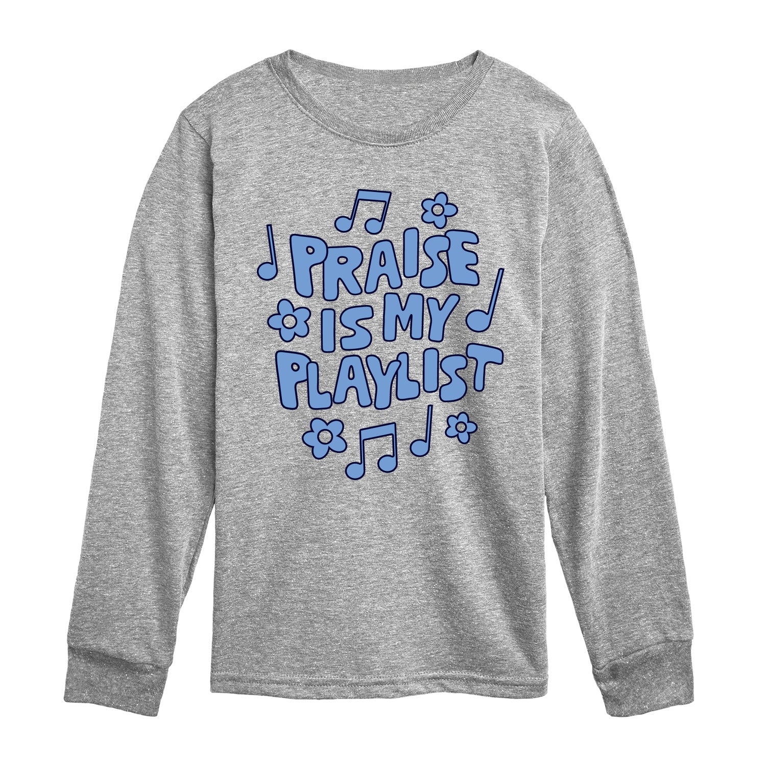 Instant Message - Praise Is My Playlist - Youth Long Sleeve Graphic T-Shirt