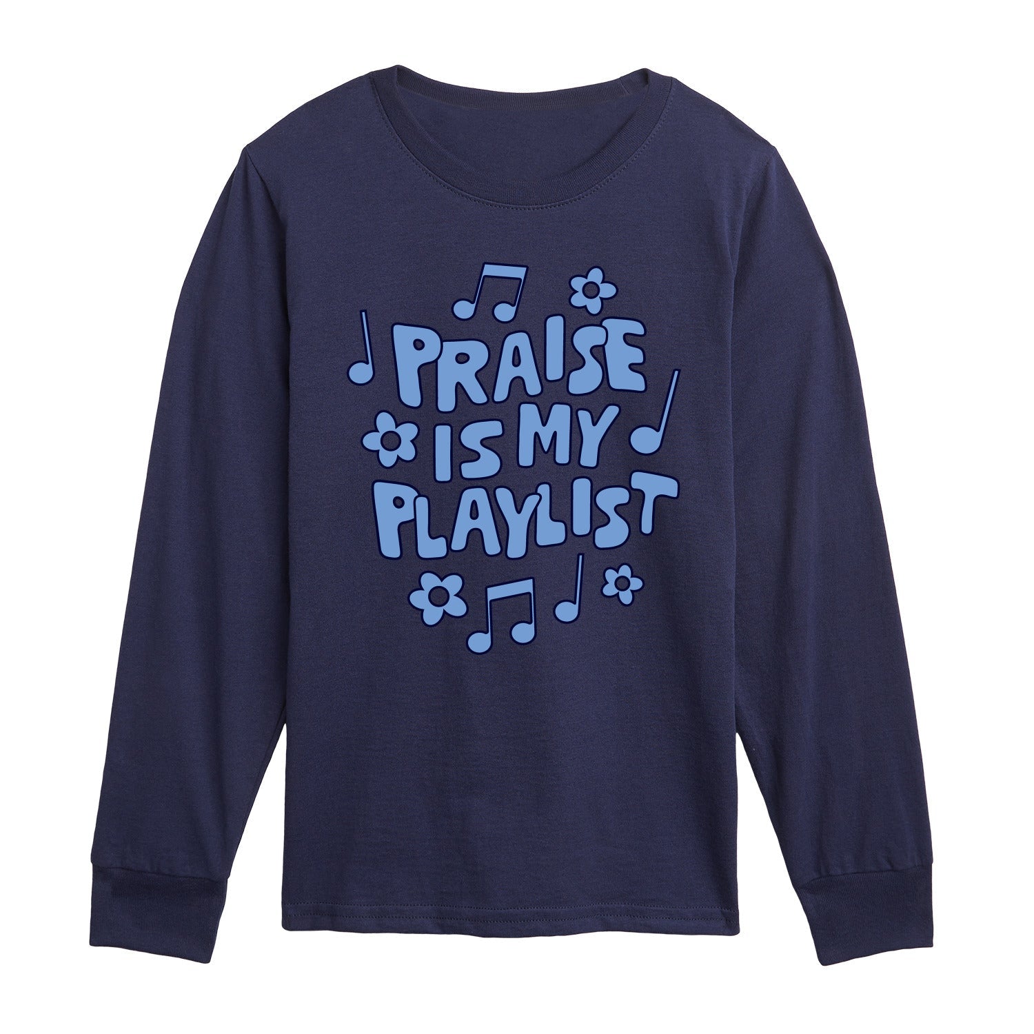 Instant Message - Praise Is My Playlist - Youth Long Sleeve Graphic T-Shirt