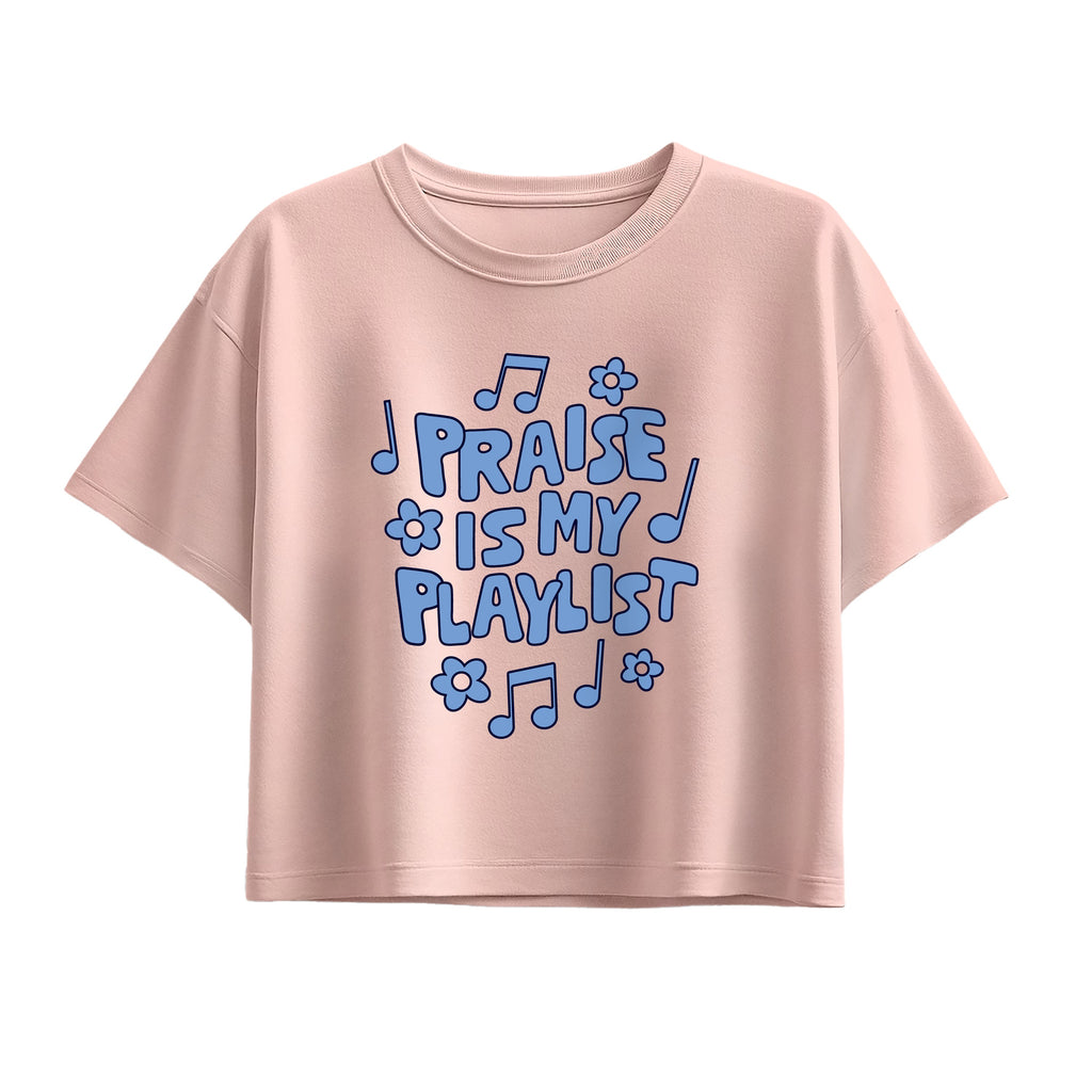 Instant Message - Praise Is My Playlist - Youth Girl Short Sleeve Boxy Tee